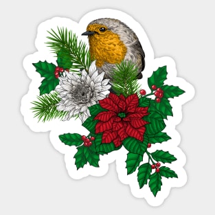 Red robin on Christhmas decoration Sticker